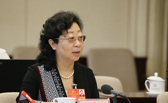 北京代表团审议全国人大常委会工作报告。图为代表审议发言。