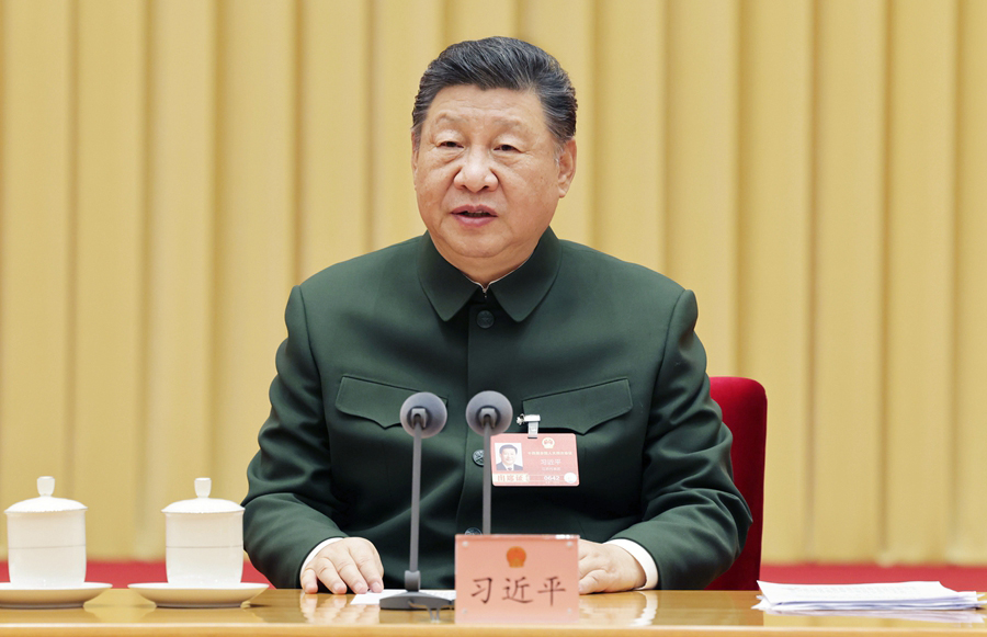 习近平在出席解放军和武警部队代表团全体会议时强调 充分发挥政治建军特有优势 凝心聚力推动国防和军队现代化行稳致远